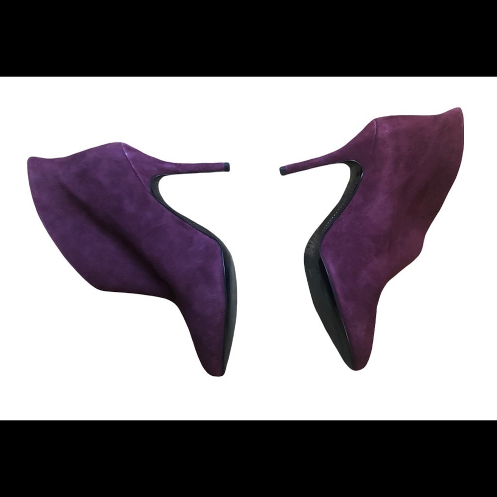 Vince Camuto Caden Burgundy Leather Sexy Suede Booties 9M 3” Heel Almond Toe - Picture 3 of 6